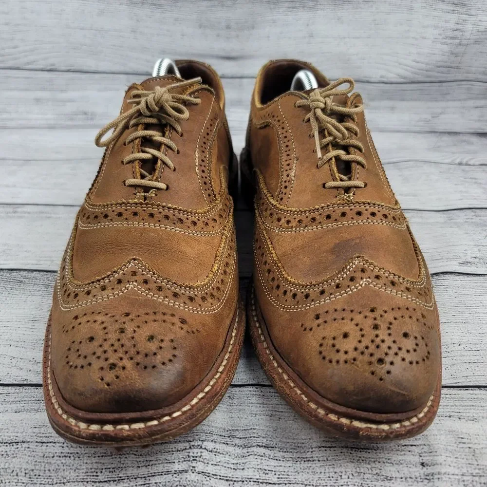 Allen Edmonds Neumok Wingtip Oxford Brown Tan Suede Nubuck Dress